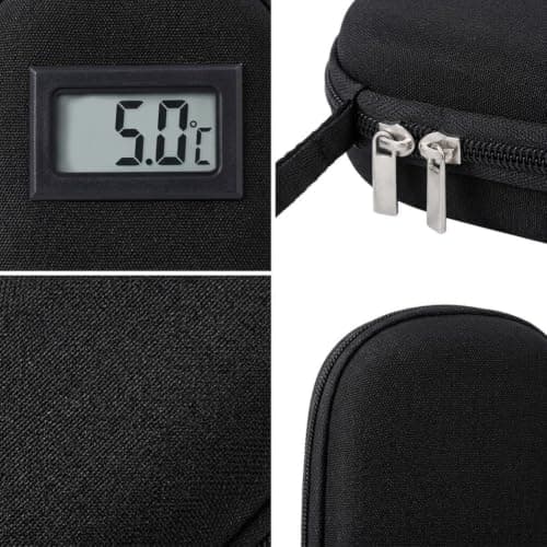 Travel Insulin Cooler Bag with Built-in Thermometer Display(Black) — view 2