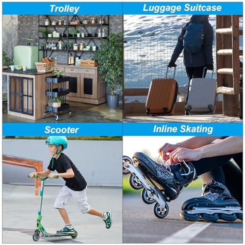 PATIKIL Replacement Luggage Suitcase Wheels Repair Kit, 70mmx22mm Wear-Resistant & Mute 360 Swivel Caster Wheels — view 6
