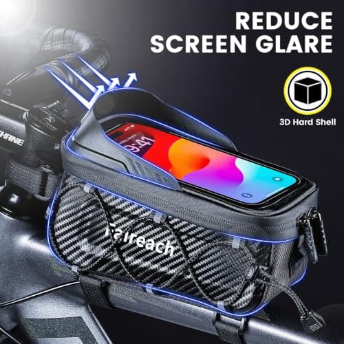 Waterproof Bike Frame Bag With Phone Holder, Handlebar Phone Mount For 6.9" — view 2