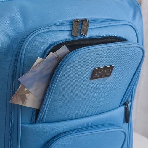 CHARKHAH Hand Luggage Case Travel Bag Trolley on Wheels Carry-Ons Flight Approved Cabin Suitcase 1.45 kg Lightweight Suitcases Large 37 Liter Bags Size 50 cm x 35 cm x 20 cm (HD-B-Sky Blue) — view 6