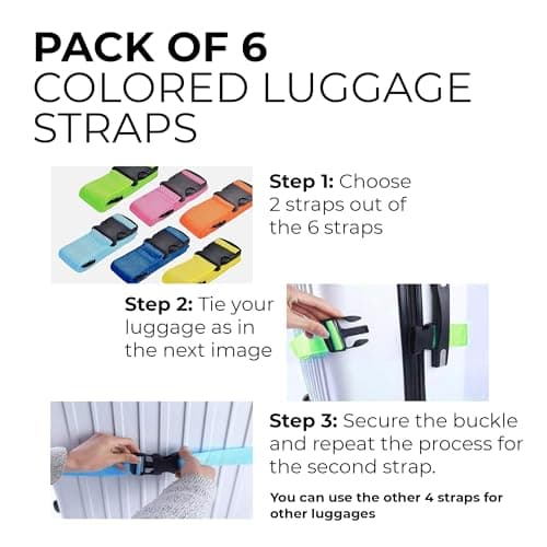 Luggage Straps Suitcases Belts, 6 Pack Adjustable Travel Packing Belt, Utility Strap with Quick Release Buckle, Travel Packing Outdoorsport — view 2