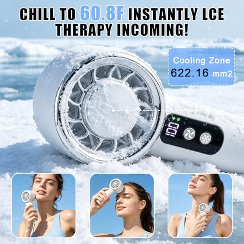 CTDMJ Portable Handheld Fan with Ice Cooler | Up tp 12Hrs Cooling |0-100 Speed Hand Held Fan | 20000 RPM Powerful Silent Motor | Hand Fan Rechargeable Mini Fan for Travel, Outdoor, Camping, Hiking — view 3