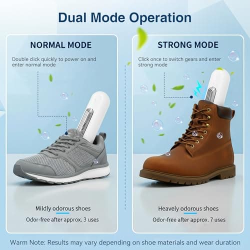Qualirey 2 Pack Chemical Free Shoe Deodorizer for Sneaker, Ozone Technology Shoe Odor Eliminator with Dual Modes (Daily & Strong), Type-C, Rechargeable Boot Deodorizer for Gym Bags, Lockers — view 3