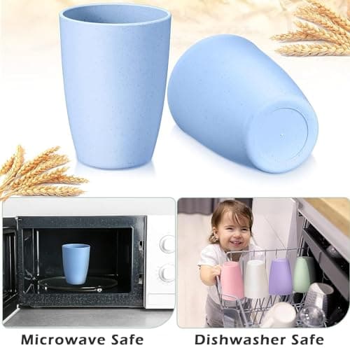 PALUDO 10 Pack Unbreakable Reusable Drinking Cups, 350ml Plastic Tumblers Drinking Cups Set for Kitchen Picnics Outdoor Parties Travels - Dishwasher and Microwave Safe - 5 Colors — view 5