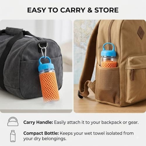 Reusable Microfibre Cooling Towel with Storage Bottle, Orange, 1 Piece — view 4