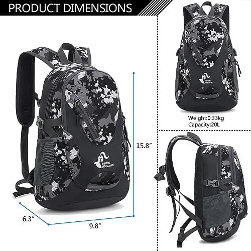 Bseash Small 15-20L Outdoor Hiking Backpack, Lightweight Waterproof Travel Daypack for Kids Girls Boys Camping Cycling Riding — view 2