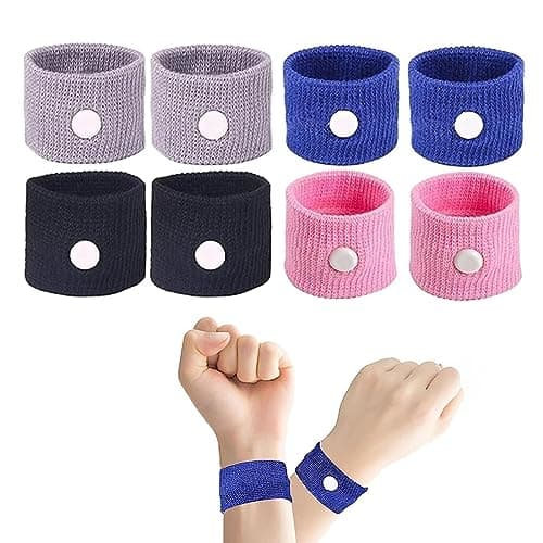 8Pcs Motion Travel Sickness Bands,Motion Sickness Bands,Travel Sickness Relief Wristbands Anti-Nausea Acupressure Wristband Dizziness Pregnant for Car Travel Sea Morning Sickness.