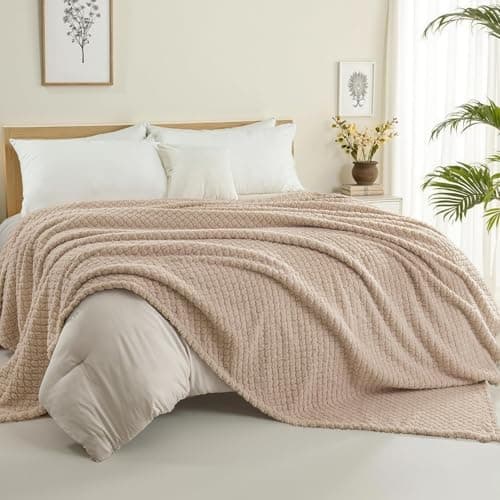 Exclusivo Mezcla Soft Fleece Double Size Blanket for Bed Sofa, Camel — view 3