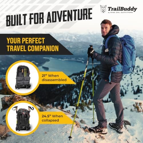 TrailBuddy Walking Poles - Pack of 2 Lightweight, Adjustable Trekking Poles for Hiking, Camping & Backpacking - Walking Sticks w/Cork Grip and Padded Strap — view 3
