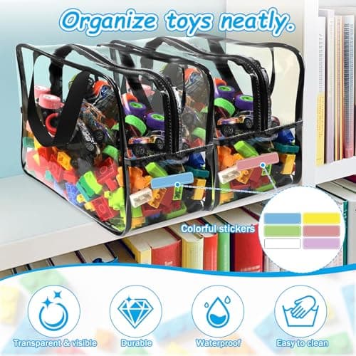 4-Piece Clear Toy Storage Bag Set, Black Frame Handles,Toy Storage Bags — view 4