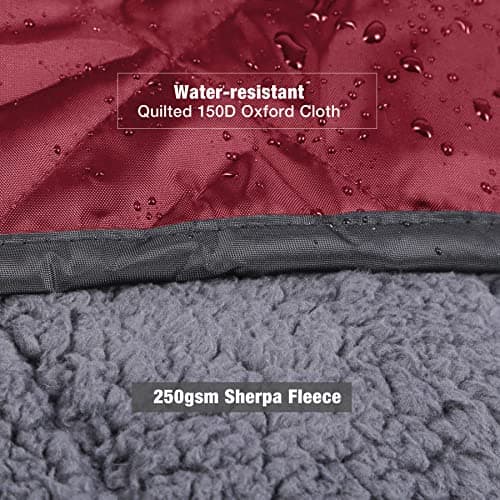 REDCAMP Waterproof Blanket with Sherpa Lining, 200x150cm， Red Wine — view 4