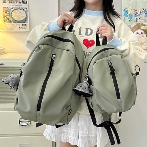 Classic School Backpack for Unisex Lightweight Casual Large Maroon Backpack for College Travel (Green One Size) — view 3