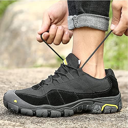 LZQpearl Men's Trekking & Hiking Shoes, Outdoor Walking Shoes for All-season, Lightweight Low Top Sports Shoes, Climbing, Travelling, Fishing Camping, Running (Black,38 (UK 5.5)) — view 3