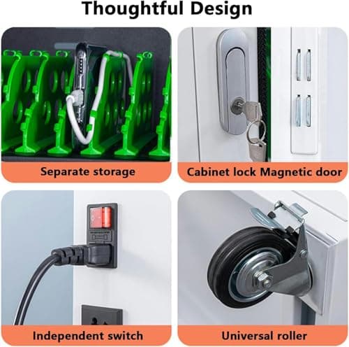 JKJZSALJ 40 Slots Rechargeable Phone Locker,With Multi-Port Charger And 4 Universal Wheel,5V 2A Efficient Charging,Suitable For Charging Various Mobile Phones,Black — view 5