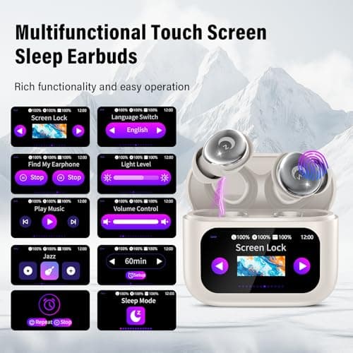Wireless Earbuds with Smart Touch Screen, 2026 Mini Sleep Earbuds Bluetooth 5.4 Headphone In Ear with Noise Cancelling Mic, 48Hrs Playtime Hi-Fi Stereo Sound, 5 EQ Modes/IP7 Waterproof Ear Buds White — view 4