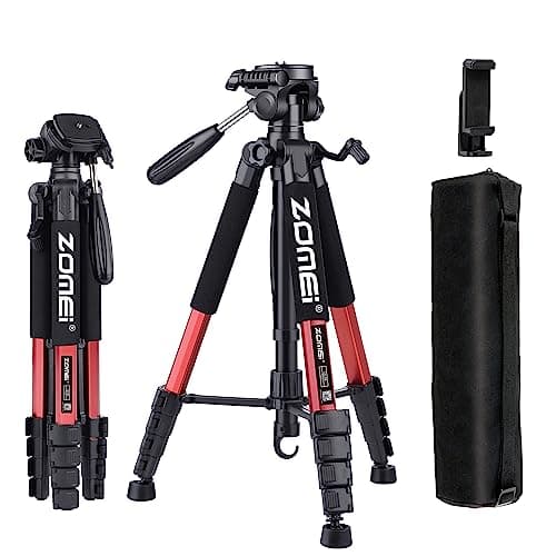 ZOMEI 188cm/74inch Aluminum Extra-high Lightweight Travel Camera Tripod Red