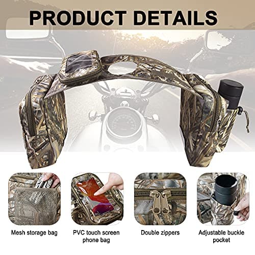 MYDAYS ATV Saddle Bag,Cargo Tank Phone Bag Storage Luggage for ATV UTV Snowmobile Motorcycle (Camo1) — view 4