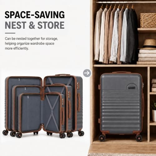CONCEPTEN Luggage Sets 5 Piece, Suitcases with Wheels, Hardshell Suitcase Set, ABS Carry on Luggage Set with TSA Lock, Travel Luggage — view 6