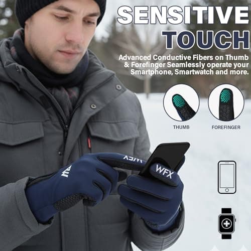 WESTWOOD FOX WFX Winter Gloves Touch Screen Anti Slip Warm Gloves Windproof Thermal Sports Cycling Glove for Men & Women Outdoor bike Glove for Running Camping Driving (Navy Blue, Xlarge) — view 2