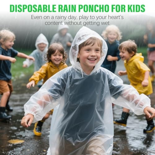 4 Pack Kids Rain Ponchos Thicker Disposable Ponchos Pocket Size with Hood — view 5