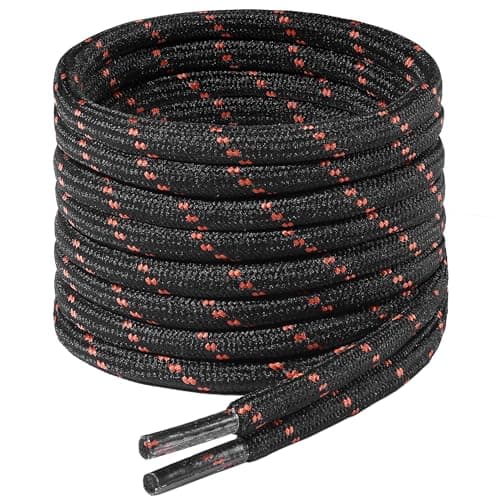 7STROBBS 2 PAIRS Strong Work Boot Laces, Heavy Duty Round Shoelaces for Walking Boots, Trainers Shoes, Hiking Boots, Safety Boots, Thick Shoe Lace Black Brown 140CM