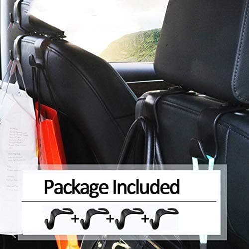 Grizef (4Pack) Car Headrest Hook, Auto Seat Headrest Hangers, Portable Organizer Holder, Car SUV Back Seat Hanger, Hang Purse, Grocery Bags — view 5