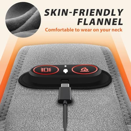 Grey Cordless Neck Heating Pad with Vibration Massage, Portable Neck Warmer with 660nm Red Light, 3 Heat Levels, 3 Vibration Modes, and 3000mAh Battery, Suitable for Women Men, 85cm Length — view 4