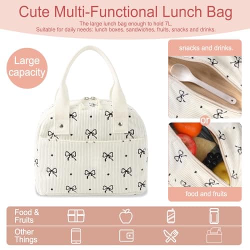 Binoster Lunch Bags for Women Insulated Cooler Lunch Bag Adults Kids Packed Lunch Box Tote Bag Cute Girls Ladies Lunch Bags for Work School Picnic Travel Beach Gifts for Women Her Wife Preppy Stuff — view 4