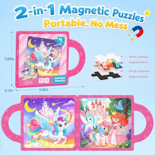 Magnetic Puzzle for Kids 3-8 – 36pcs Kid Travel Puzzle with Carry Handle — view 2