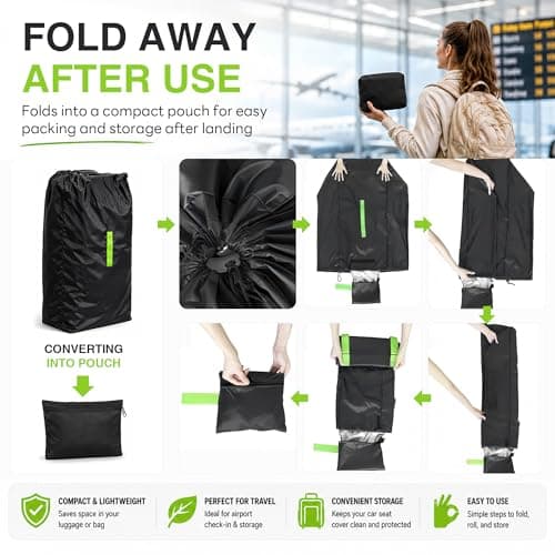 Goodaily Car Seat Travel Bag for Airplane, Foldable Oxford Fabric — view 6