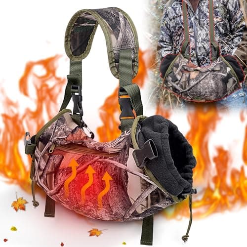 Mydrissu Hunting Camo Hand Warmer Pocket Hand Warmer Fanny Pack Windproof Water Resistant Insulated Unisex Hand Warmer Gloves Fleece Oxford Perfect for Outdoor Hiking Deer Camping