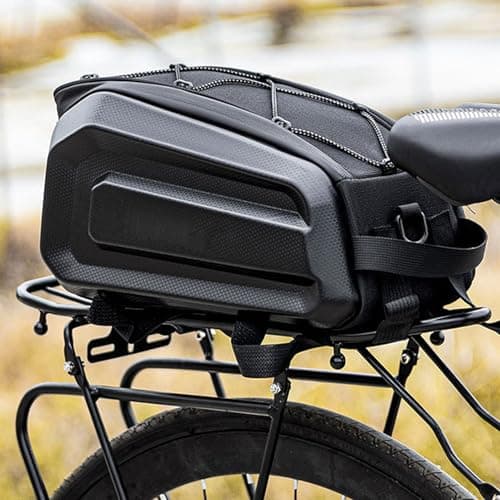 doorslay Bike Rack Bag, 10L Large Capacity Rainproof Commuter Travel Outdoor Bike Saddle Bag with Reflective Strips, for Rear Rack Storage Black (YA693) — view 6