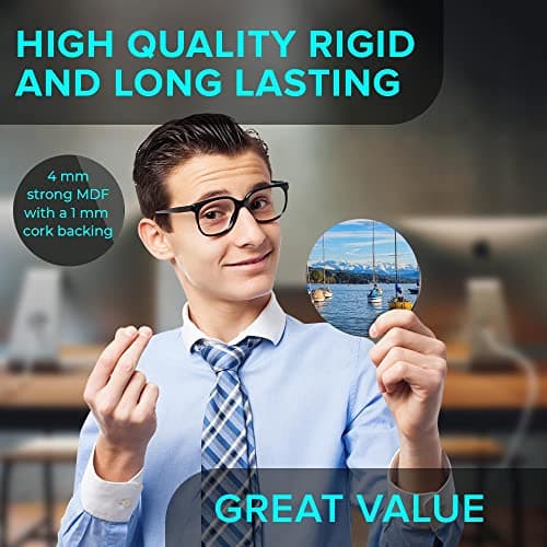 1 x Round Jumbo Size Coaster 12cm Lake Zurich Switzerland Alps Winter Cork Backed MDF Glossy Tea Coffee Accessory #51314 — view 4