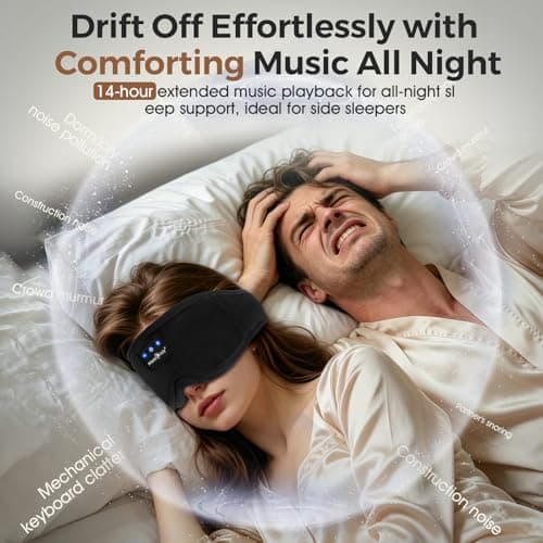 MUSICOZY Cooling Sleep Mask Headphones 3D 100% Blackout for Side Sleepers — view 4