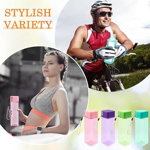 20 Pack 450ml Square Plastic Water Bottles, Multicolour Drinks Bottles — view 4