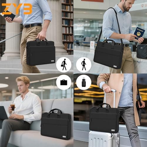 ZYB Expandable Waterproof Laptop Bag 17 17.3 Inch,Laptop Case 17 Inch-Black — view 2