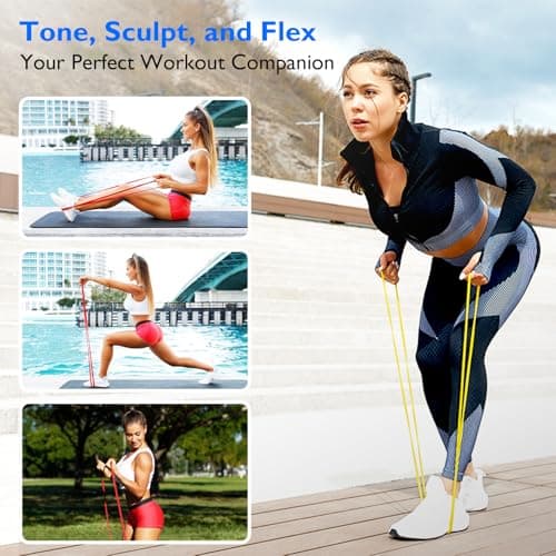 FitBeast Resistance Bands Set, 5 Levels Pull Up Bands for Powerlifting, Muscle Building, Home Gym Workout, Stretching, Stretch Bands with Door Anchor — view 4