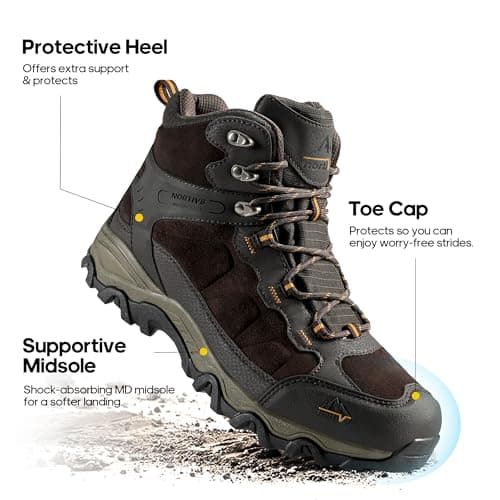 NORTIV 8 Men's Waterproof Lightweight Walking Boots,Size 9,Brown — view 6