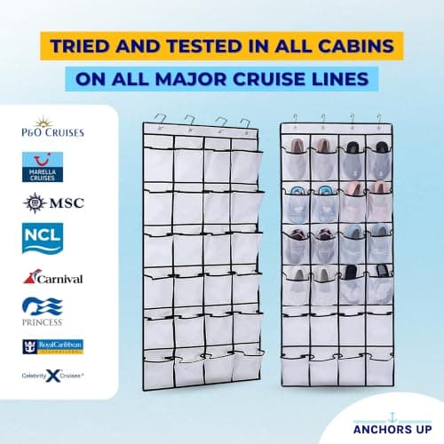 Cruise Cabin Over Door Organiser for Shoes, Toiletries and Travel Accessories – 24 Pockets – Tested on All Major Cruise Lines such as P&O, Marella, MSC, Royal and more – Cruise Essentials by AnchorsUp — view 4