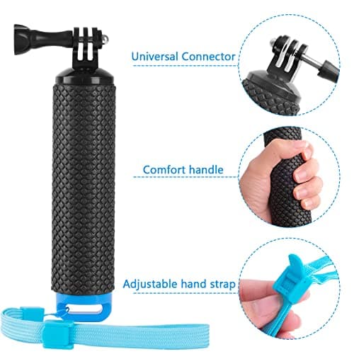 Waterproof Floating Handle Grip Anti-Slip Floating Bobber Stick Floaty Handler Holder Mount with Lanyard for Go Pro Hero 11/10/9/8/7/6/5/4/3 Session DJI Osmo and Other Action Cameras — view 3