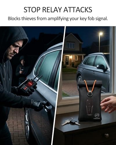 FIREDOG Faraday Pouch for Car Keys and Cell Phone, Key Signal Blocking Bag, Anti Theft Car Protection, Cell Phone WiFi/GSM/LTE/NFC/RFID/Keyless Entry Fob Signal Blocking Bag (Black) — view 3
