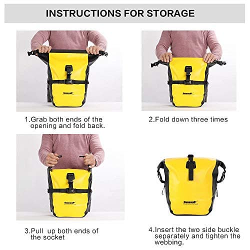 Rhinowalk Bike Bag Waterproof Bicycle Pannier Rear Seat Bag for Cycling Bicycling Traveling Riding, Yellow — view 6