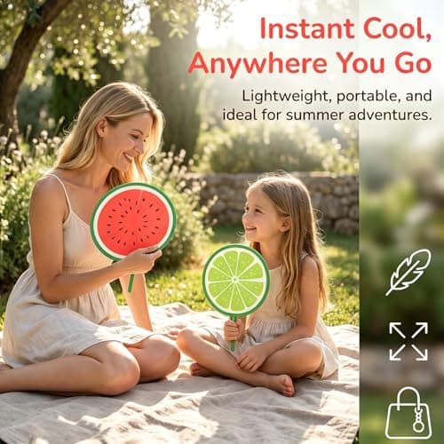Wulshome 8 PCS Round Folding Hand Fans, Portable Fruit Hand Held Fans Folding Round Pop up Fan for Summer Party Wedding Home Decoration Cooling — view 5