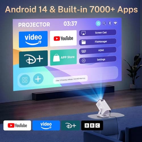Mini Portable Projector for Bedroom, 4K Support, Android 14 OS, App Control — view 2