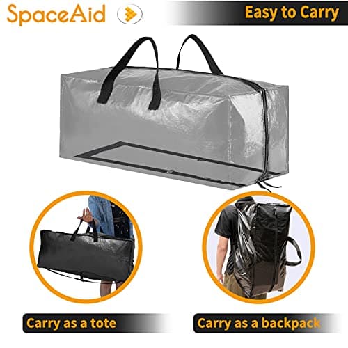 SpaceAid Heavy Duty Moving Bags, Extra Large Storage Totes W/Backpack Straps Strong Handles & Zippers, Alternative to Moving Boxes, Packing & Moving Supplies, Black (8 Pack) — view 5