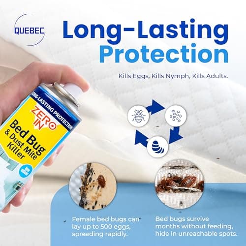 Quebec- Zero in Effective Bed Bug Killer Spray for Bedbugs & Mites - Long Lasting - 12 Months Protection- Natural Fresh Linen Fragrance - Child & Pet Safe - 300 ml (Pack of 2) — view 5