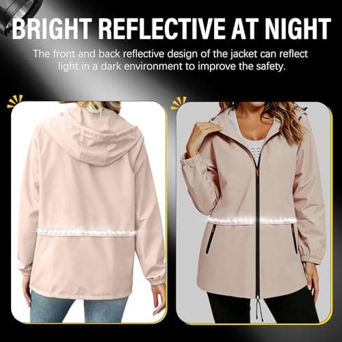 WUDEUI Waterproof Rain Jacket for Women, Lightweight Packable Raincoat with Hood for Outdoor Golf Hiking Travel Windbreaker — view 5