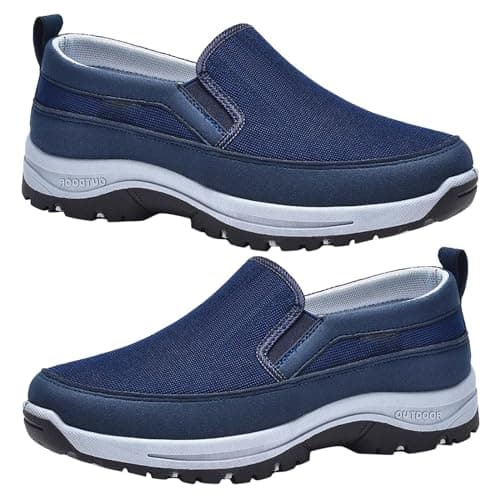AZMAHT Mens Waterproof Low Rise Hiking Shoes Work Shoes Non-Slip Women Men Walking Shoes Orthopedic Shoes Outdoor Trainers Sneaker Loafers Work Shoes Non-Slip,Blue,49/295mm