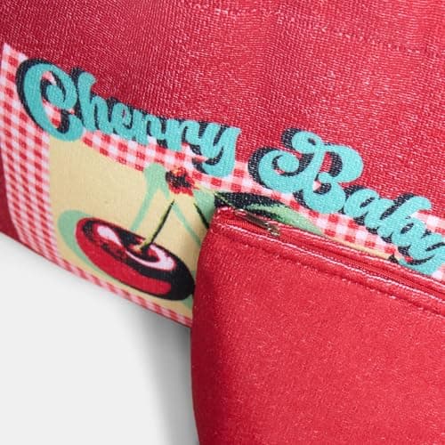OHS Large Beach Bags for Women, Cherry Baby Slogan Beach Tote Bag with Matching Zip Pouch Waterproof Lining Reusable Grocery Bags for Women Travelling Shopping Pool, Red — view 5