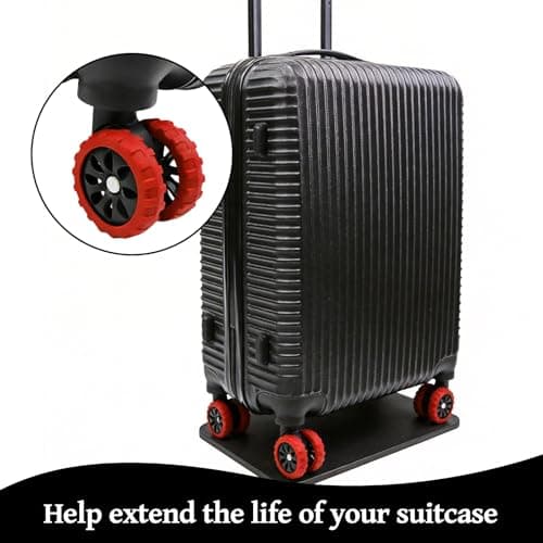 PureSphere 8 Pack Silicone Luggage Wheel Protectors, Red Anti-Scratch — view 3